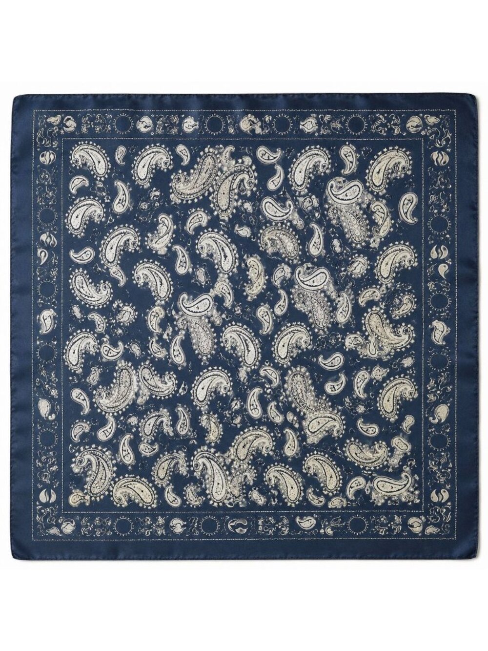 Navy Satin Paisley Scarf Women Square Hair Neck Scarf Boho Western Bandana 27x27